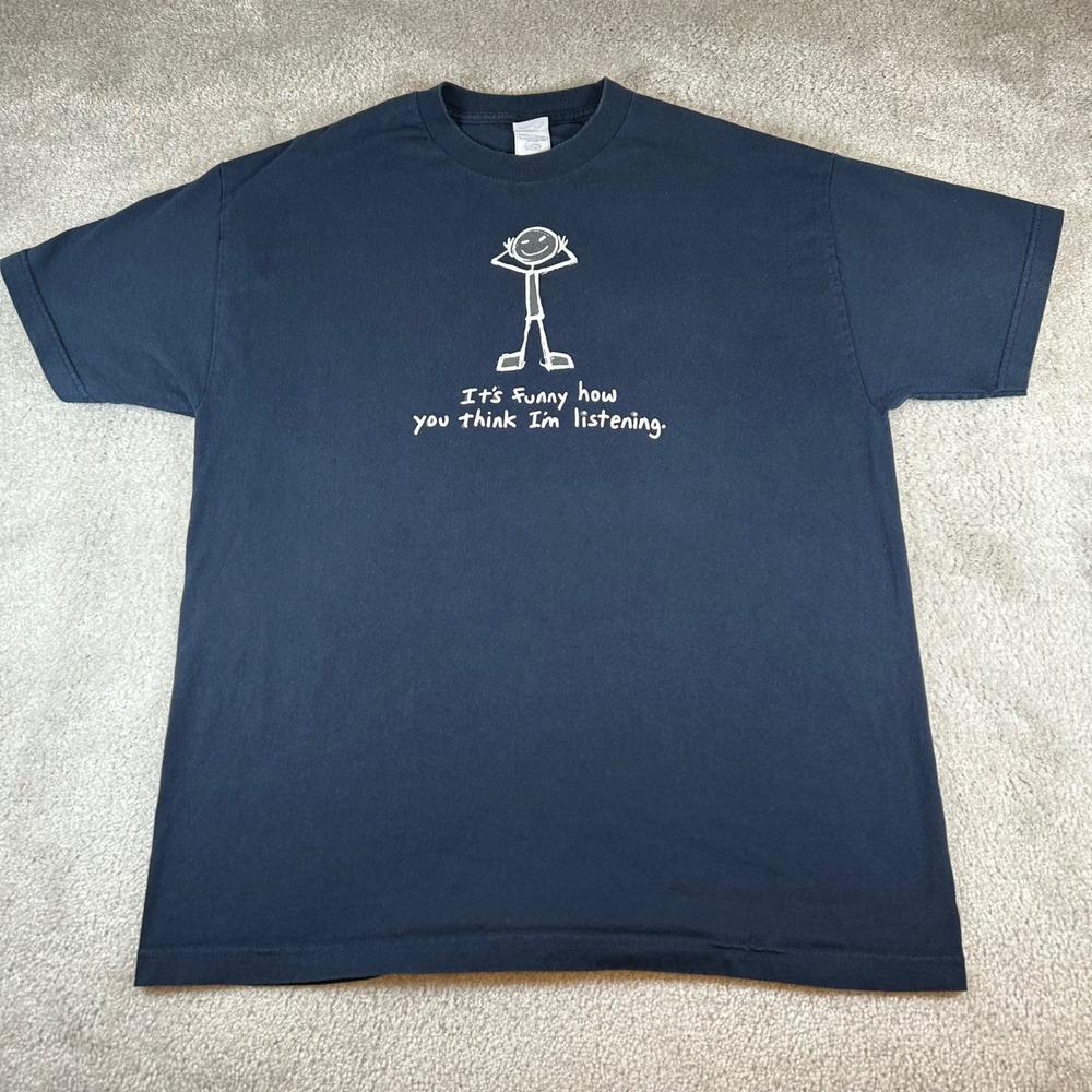 Vintage‎ Alstyle Graphic Tee Mens XL Navy Sarcastic Stick Figure Funny T-Shirt